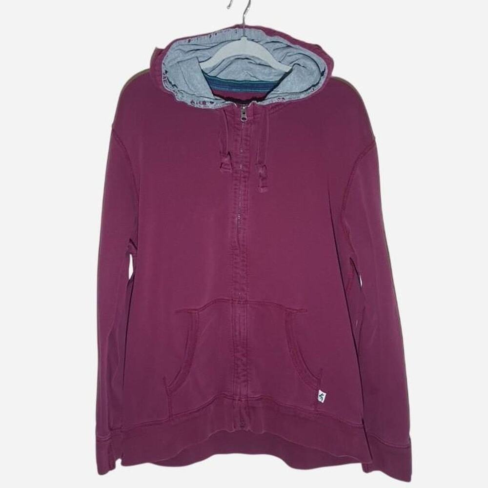 CR Vintage Distressed burgundy zip up hoodie size XL
